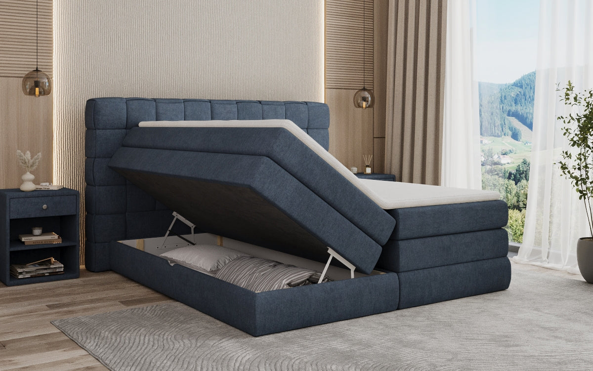 Lit boxspring Trama avec espace de rangement en Tissu