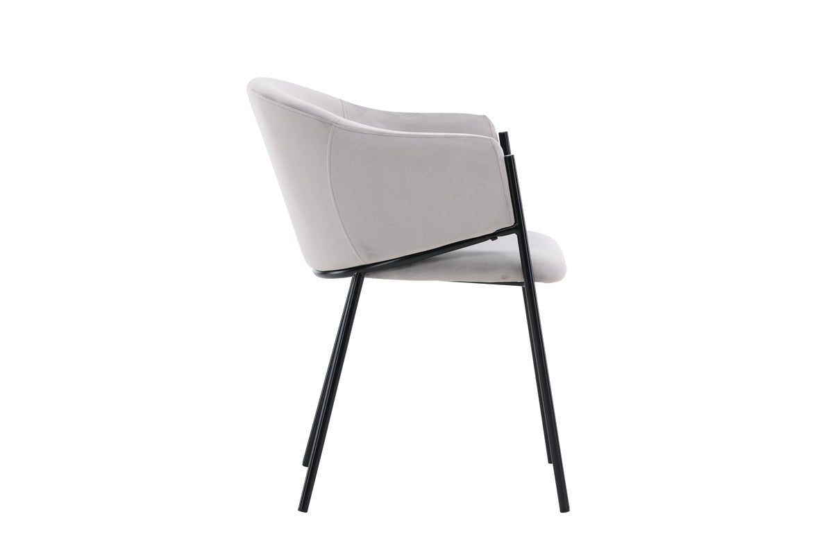 Ensemble de 2 - Chaise Calyra avec tissu en velours gris clair