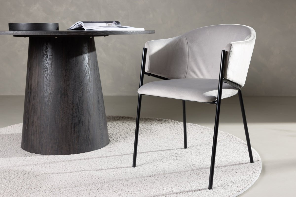 Ensemble de 2 - Chaise Calyra avec tissu en velours gris clair