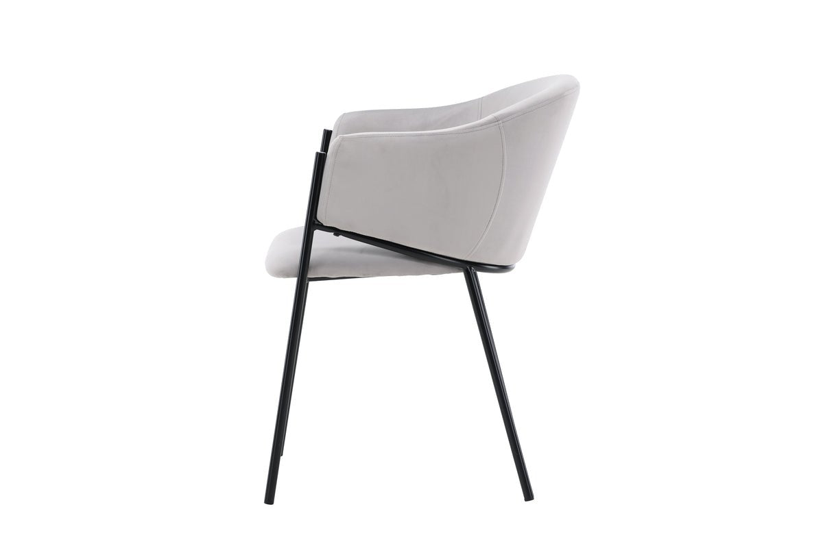 Ensemble de 2 - Chaise Calyra avec tissu en velours gris clair