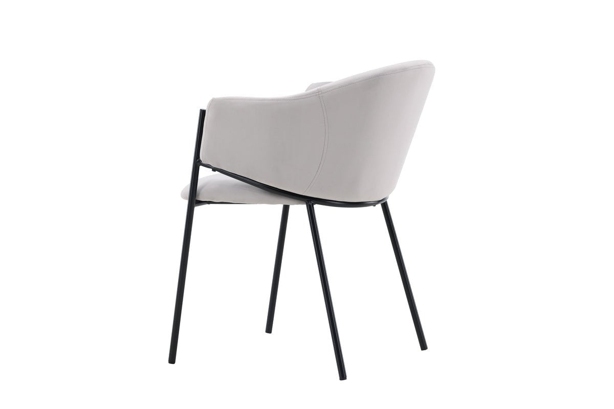 Ensemble de 2 - Chaise Calyra avec tissu en velours gris clair