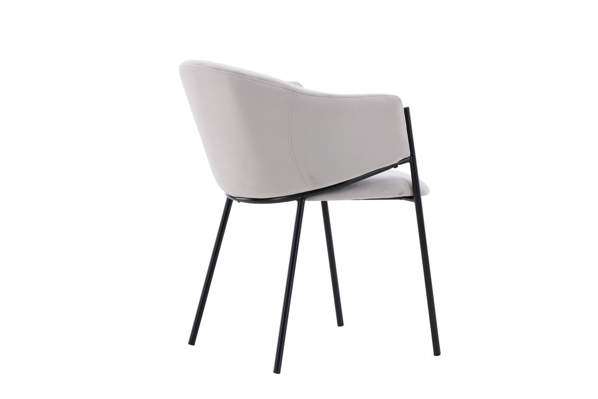 Ensemble de 2 - Chaise Calyra avec tissu en velours gris clair