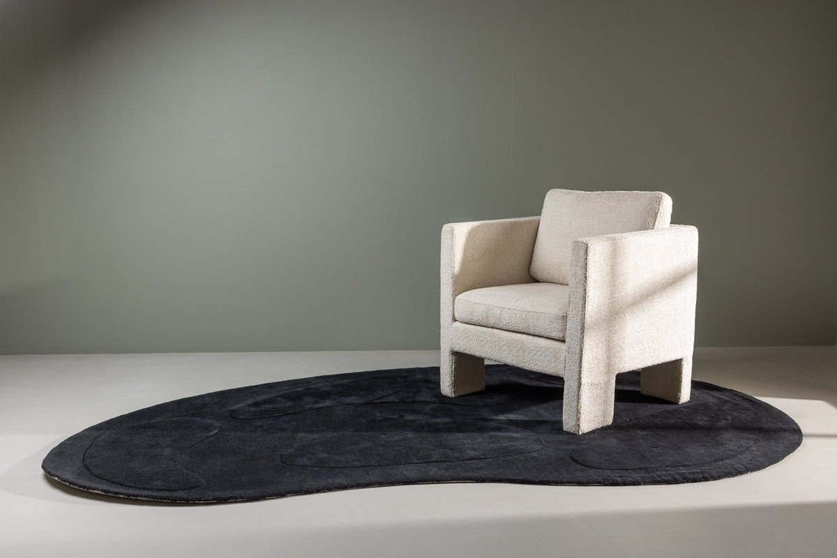 Tapis Caelen – forme ovale en Noir & Blanc en coton