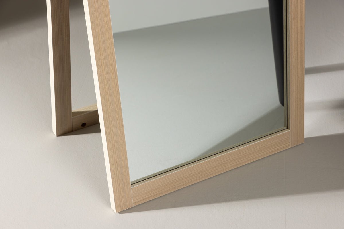 Spiegel Stelina – avec pied et cadre en imitation bois
