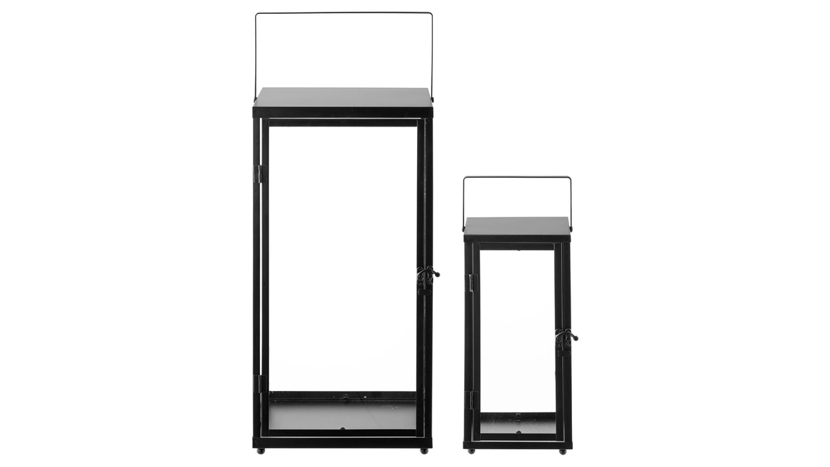 Lot de 2 lanternes Felli - avec cadre en métal noir