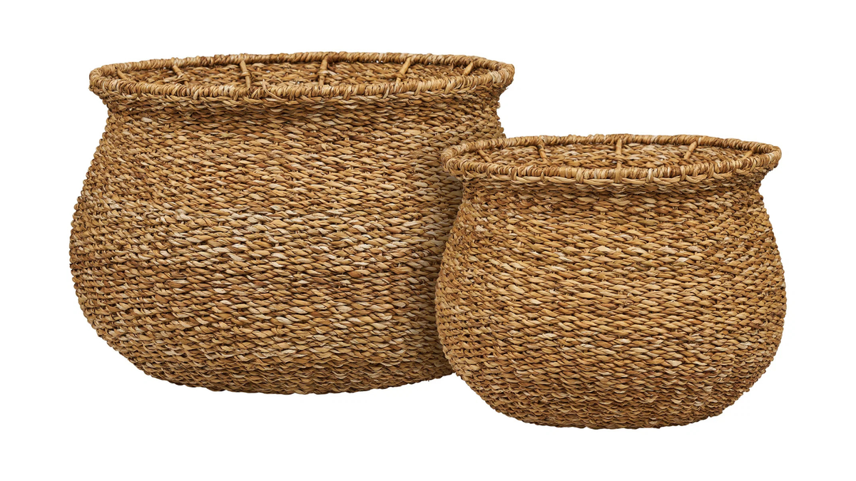 Lot de 2 paniers Medelin - en polyester et Bois