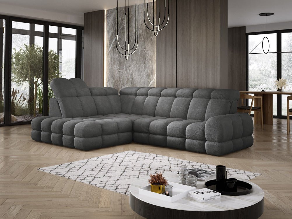 Canapé design Lima L avec fonction de couchage électrique en Bouclé