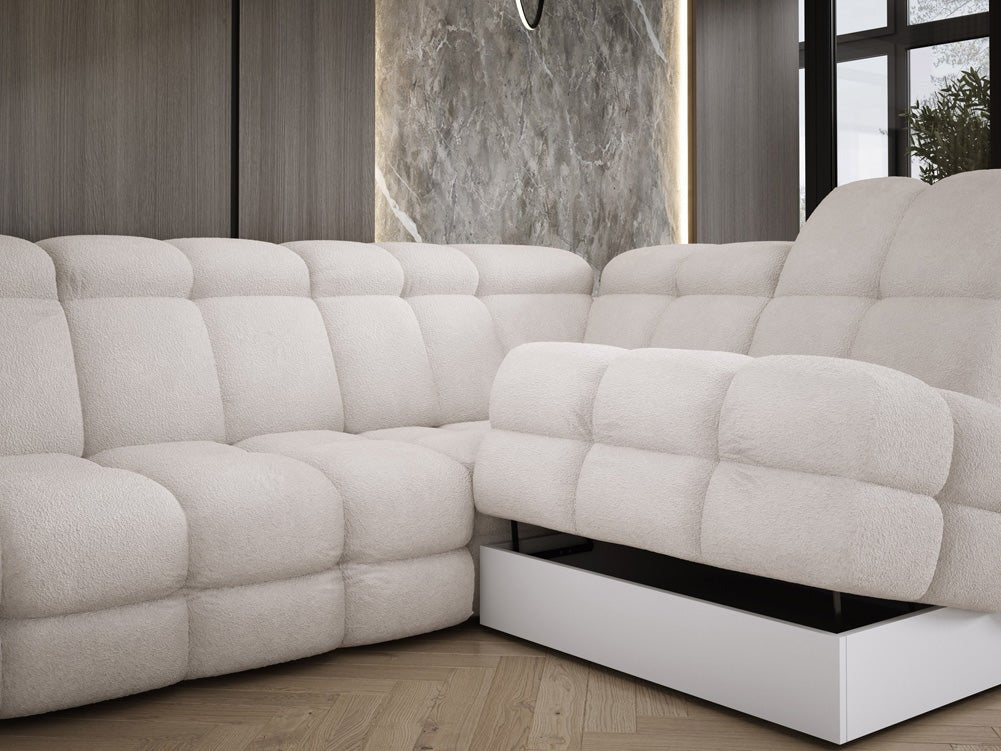 Canapé design Lima L avec fonction de couchage électrique en Bouclé