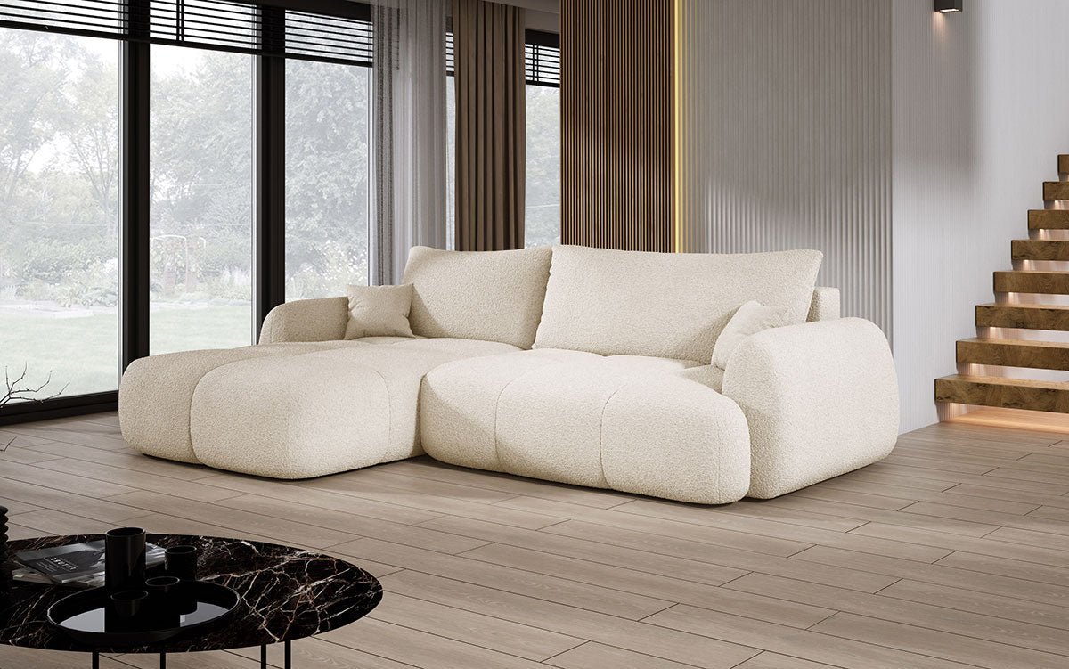 Canapé d'angle Designer L Coco en Bouclé