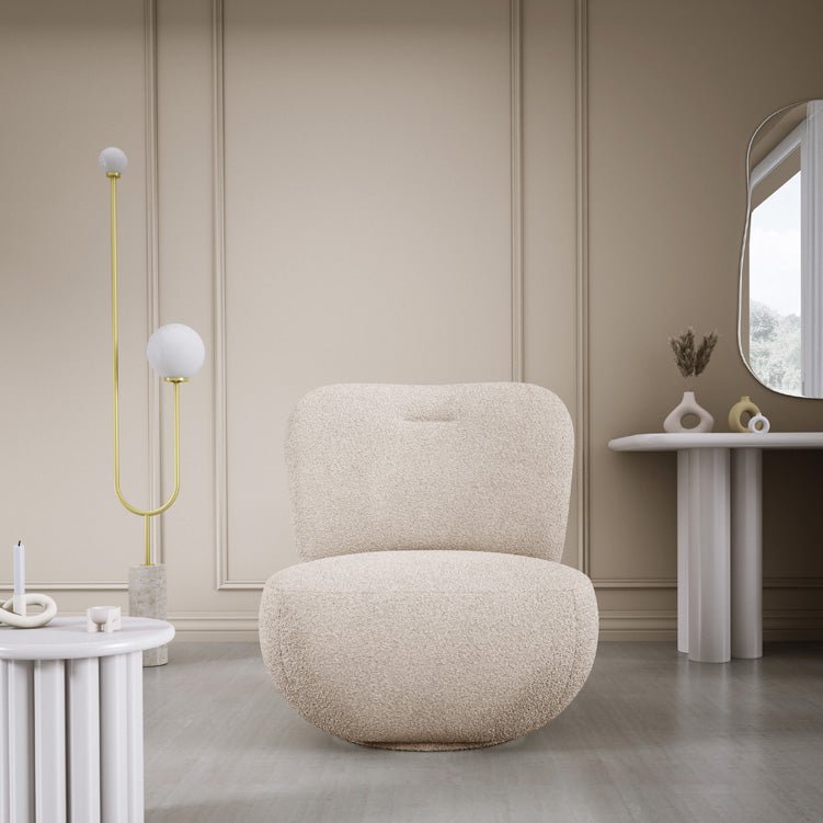 Fauteuil design Kyoto 360° fonction pivotante en Bouclé
