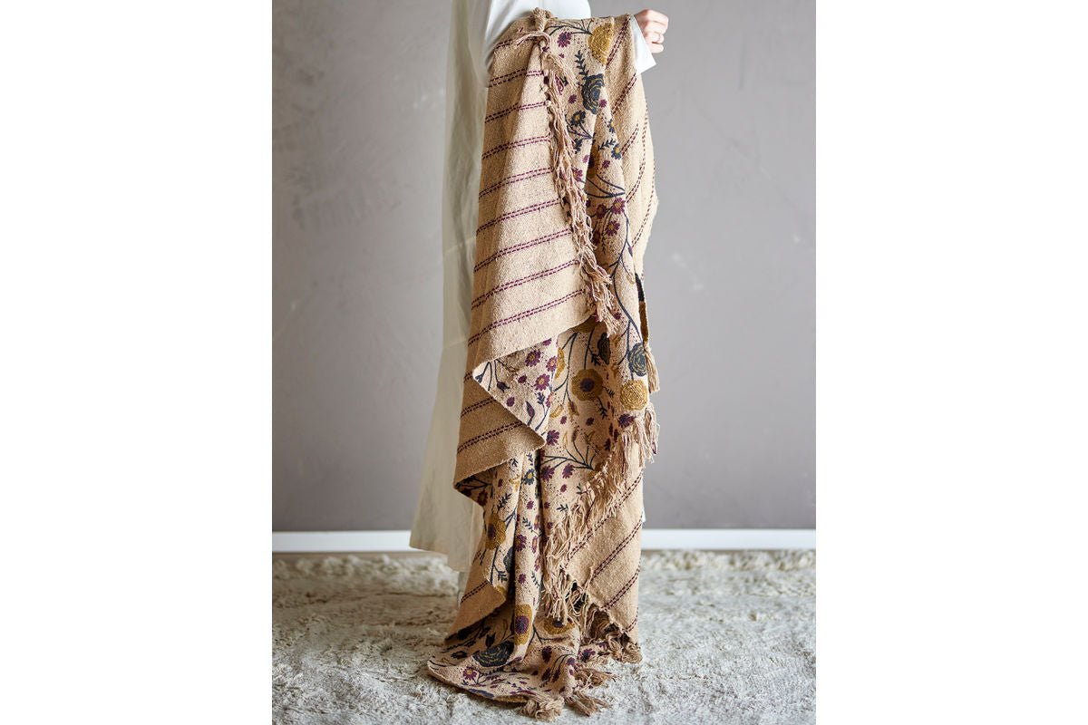 Tagesdecke Fiora – recycelte Baumwolle mit floralem Muster