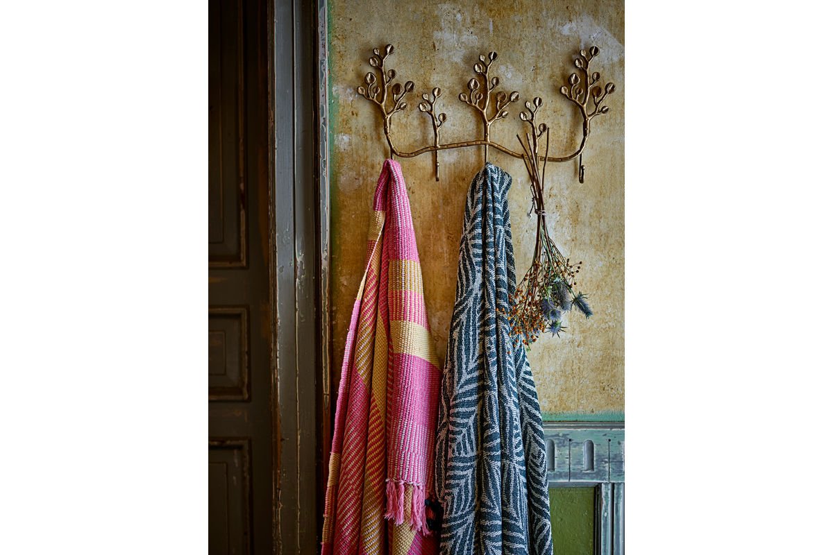 Plaid Elani – motif à rayures en rose et jaune