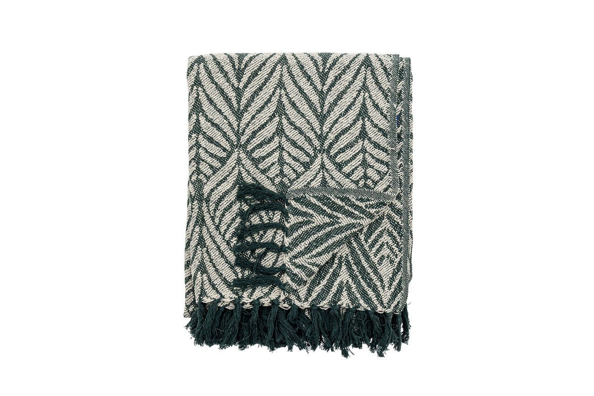 Plaid Verdea – coton recyclé avec motif de feuilles