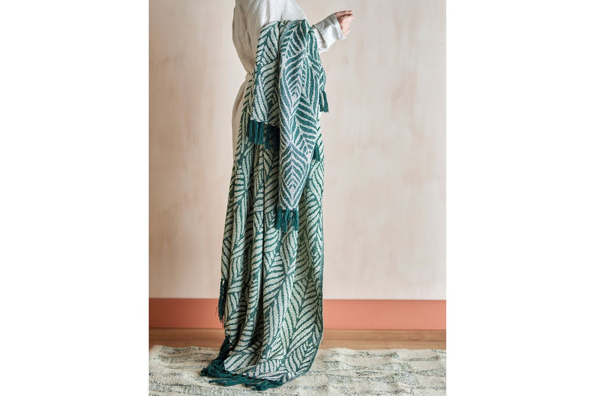 Plaid Verdea – coton recyclé avec motif de feuilles