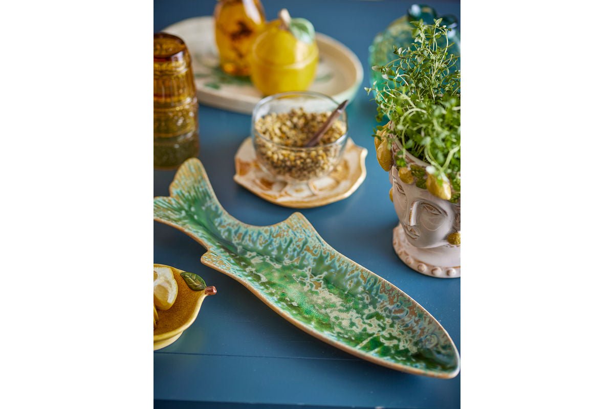 Servierplatte Eirun  - aus Steingut gefertigt - Fischform