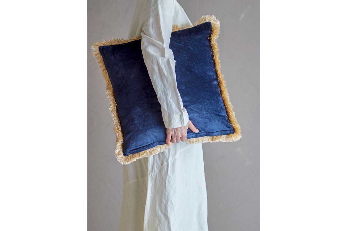 Coussin décoratif Cara - en viscose de couleur Bleu
