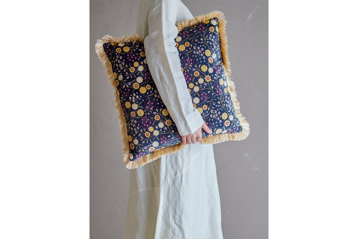 Coussin décoratif Cara - en viscose de couleur Bleu