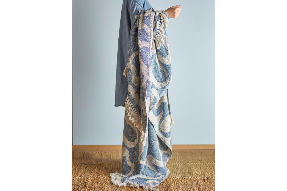 Plaid Maris – coton recyclé avec motif ondulé