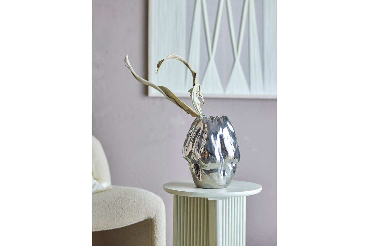 Vase „Argon“ – Silbernes Steingut