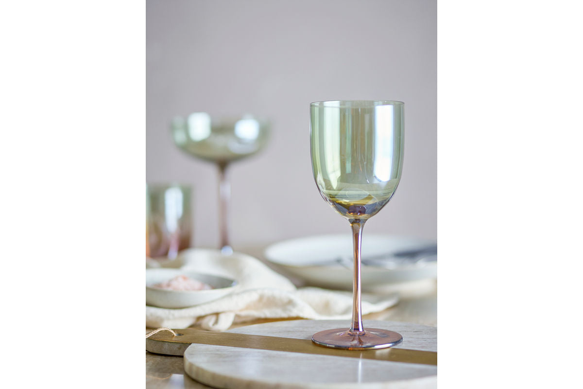 Weingläser Celeste – Glas in Bronze mit Perlmuttrand (4er-Set)