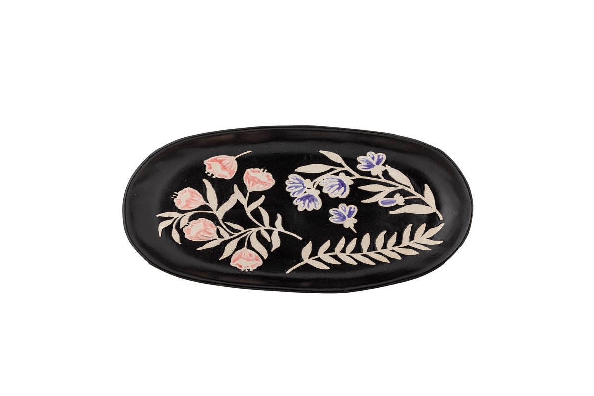 Plateau de service Maribel – Motif floral embossé aux couleurs naturelles vives