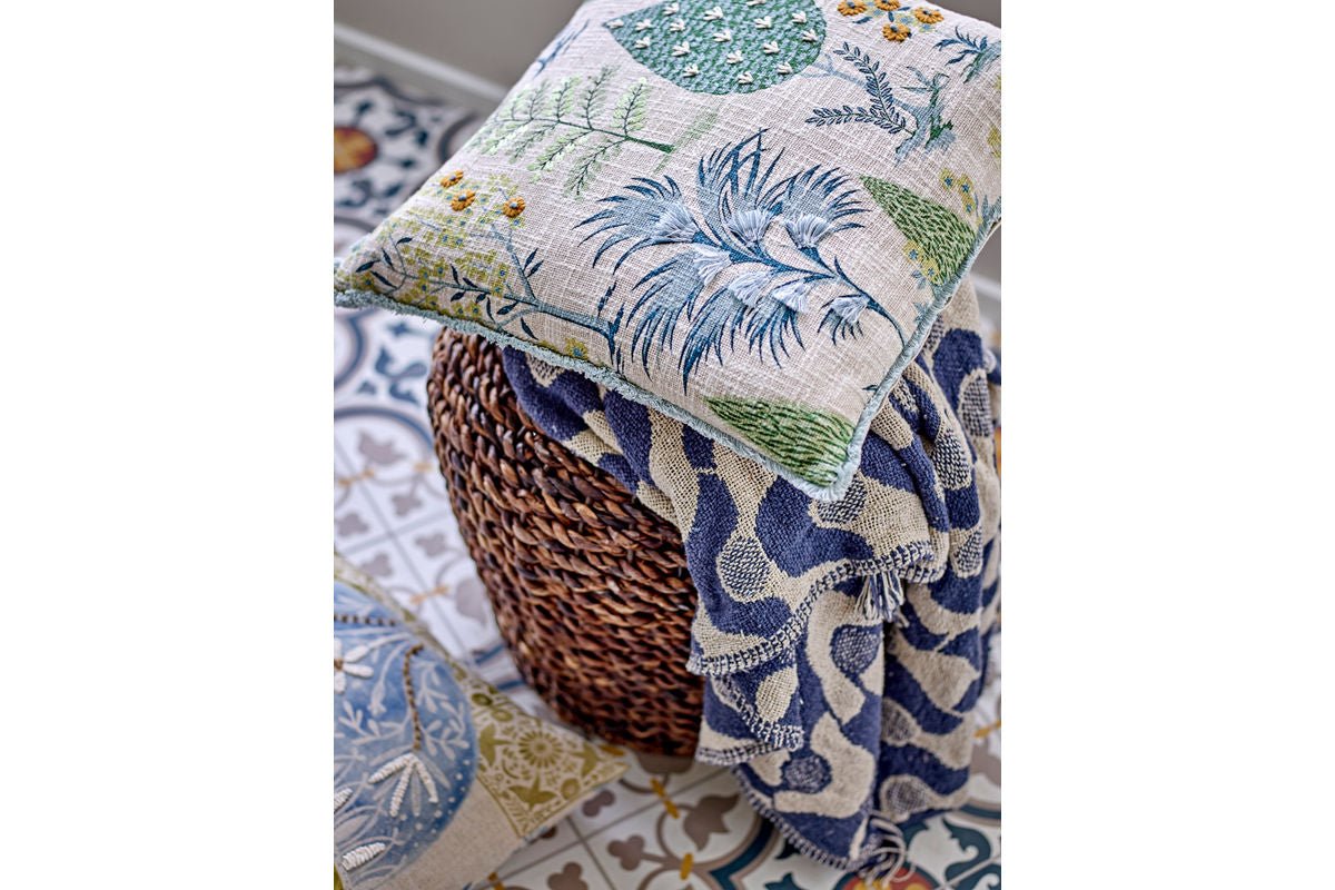 Plaid Valea - Bleu, en coton recyclé