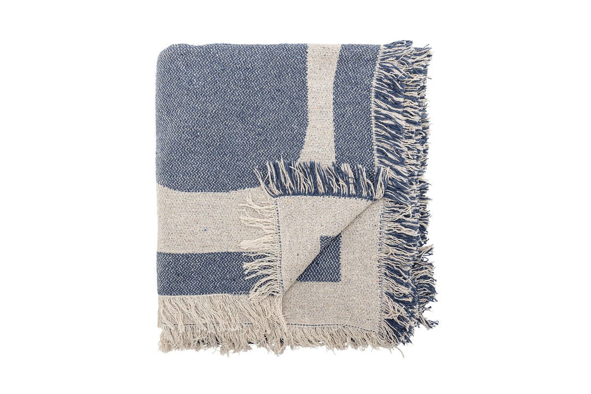 Plaid Noah – Design graphique en Bleu en coton recyclé