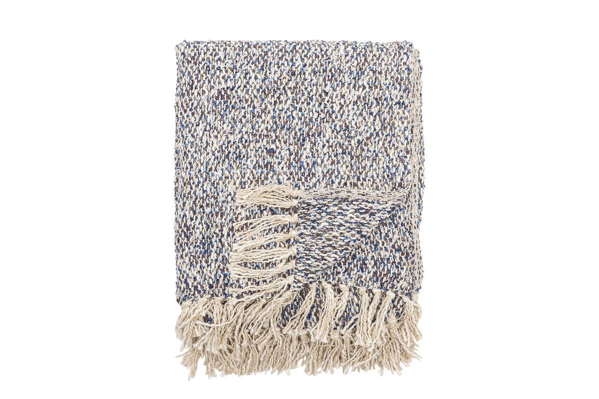 Plaid Umi – Aspect chiné en Bleu et Blanc