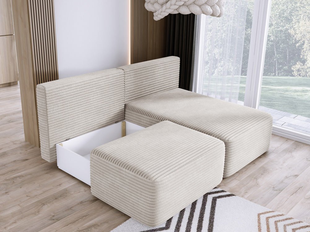 Canapé design Tilia Côtelé avec fonction couchage et rangement