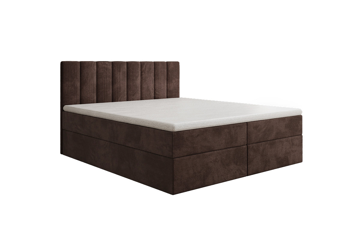 Lit boxspring Sofia en Côtelé avec espace de rangement