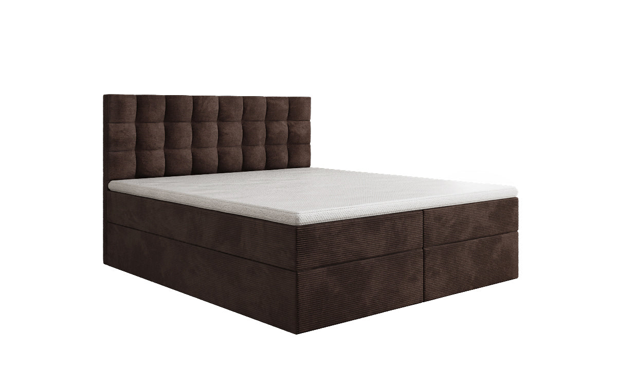 Lit boxspring Como en Côtelé avec rangement