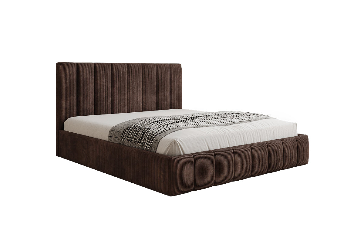 Lit rembourré design Mila en Côtelé avec espace de rangement