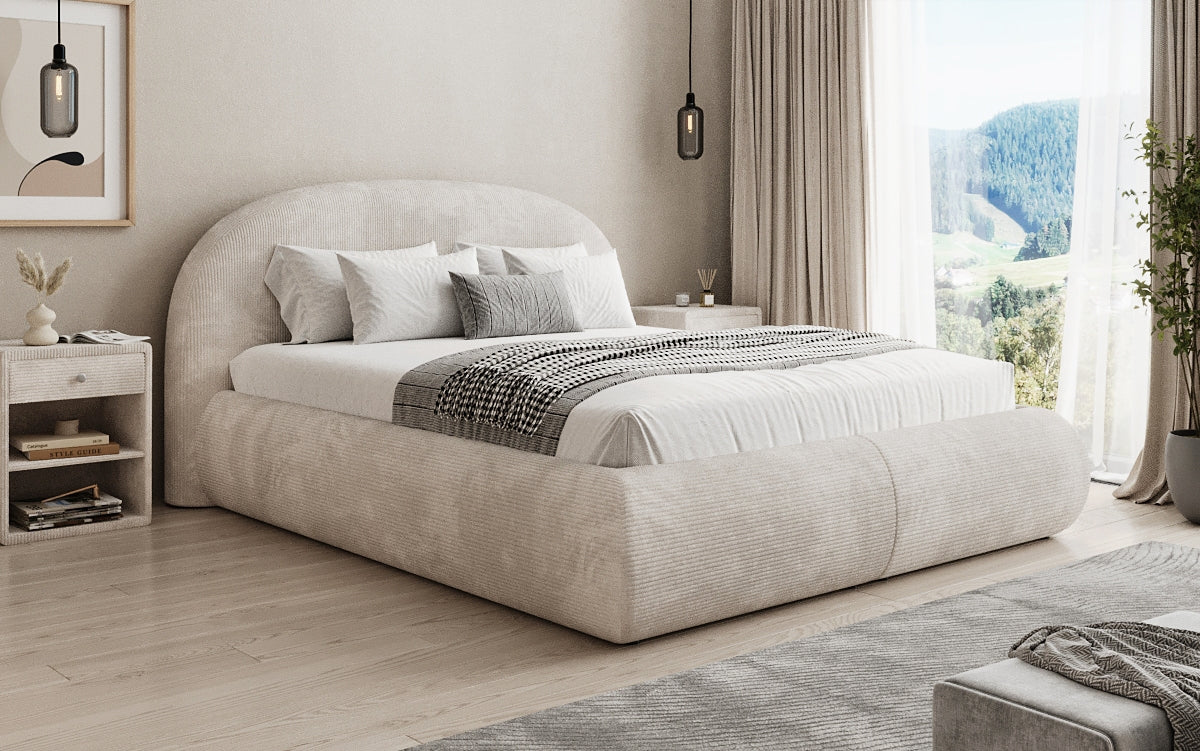 Lit rembourré design Loop en Côtelé avec rangement