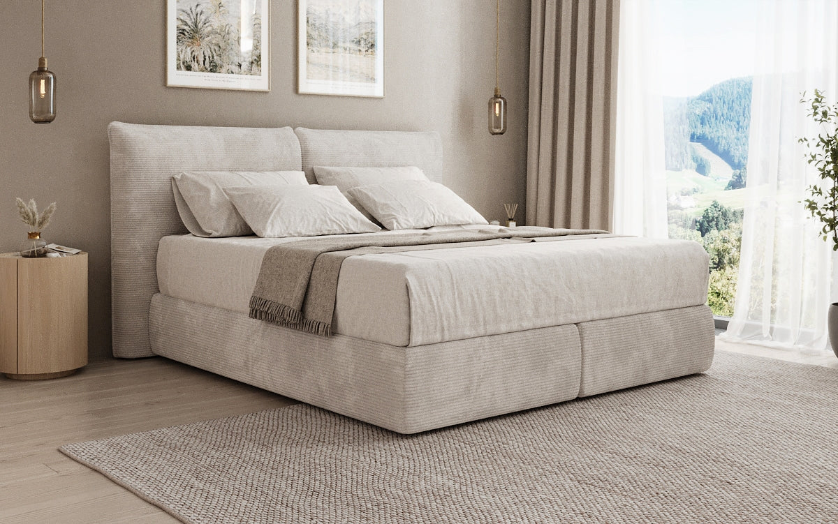 Lit boxspring Pillo en Côtelé