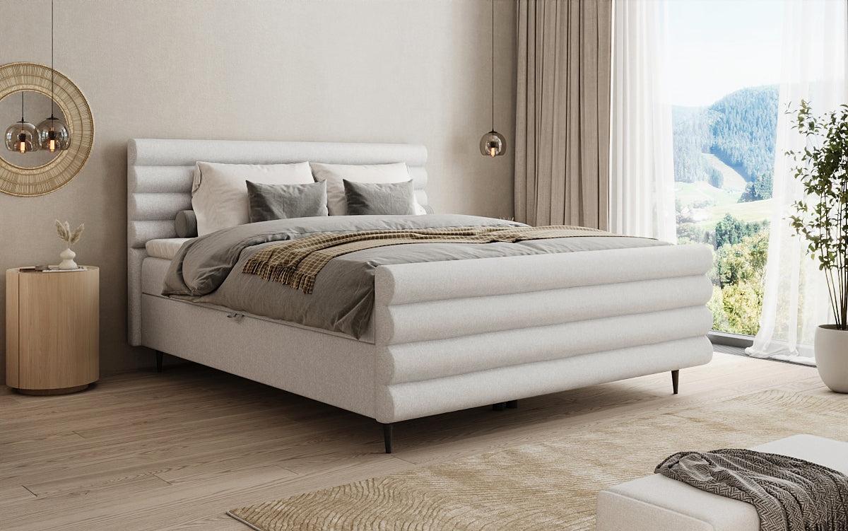 Boxspringbett Tubo in Strukturstoff mit Stauraum