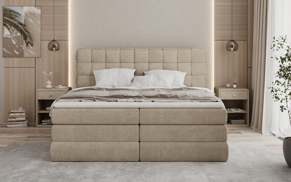 Lit boxspring Trama avec espace de rangement en Tissu
