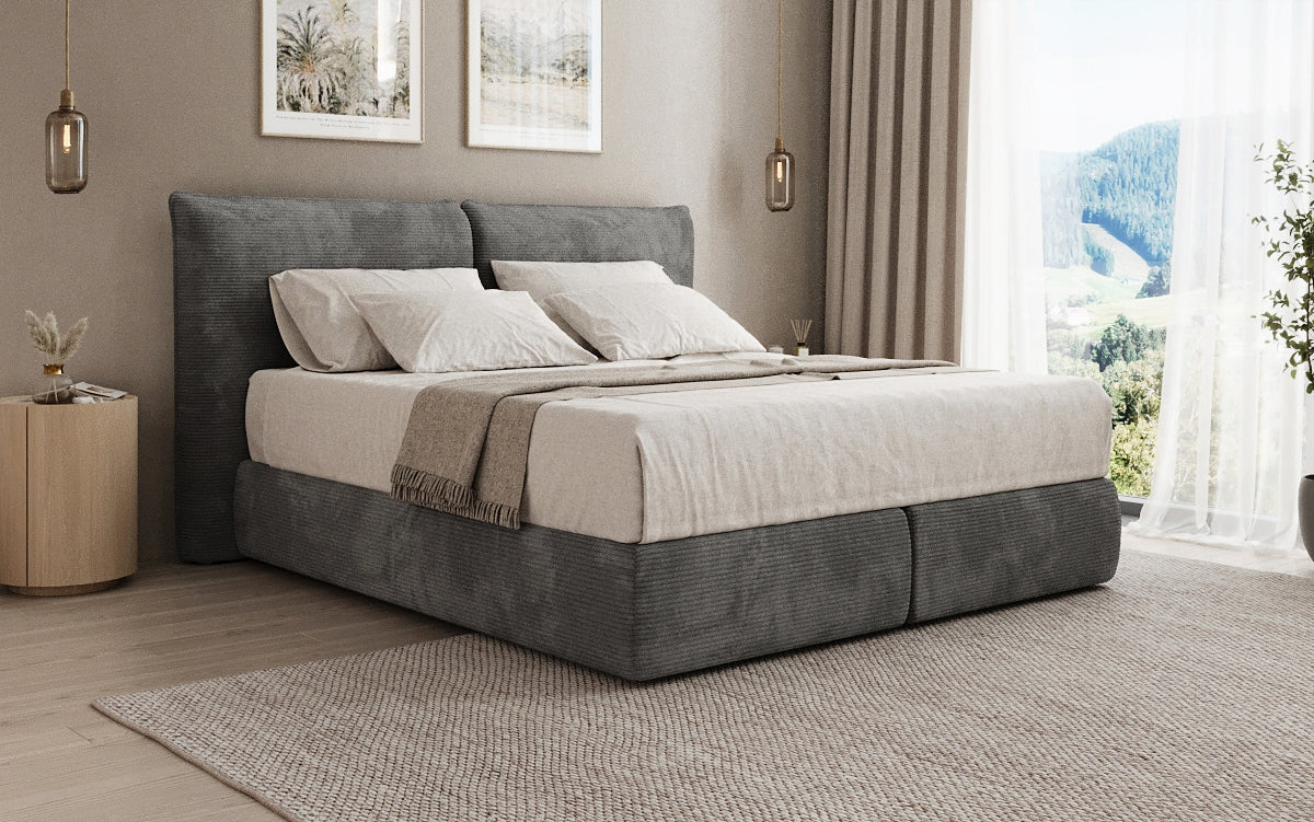 Lit boxspring Pillo en Côtelé