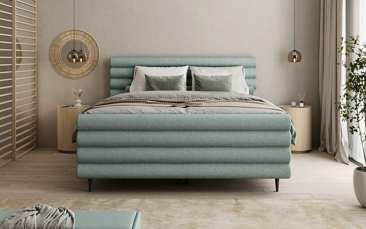 Boxspringbett Tubo in Strukturstoff mit Stauraum