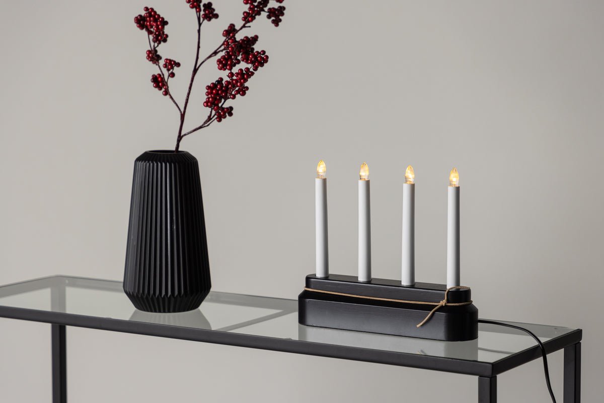 Éclairage de Noël Fjordlicht - en Noir avec 4 bougies