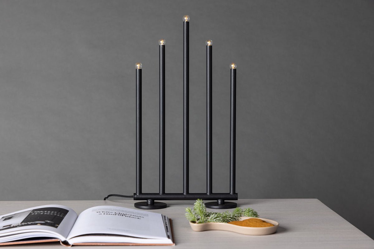 Weihnachtskerzenleuchter Schneefall - 5 Kerzen in Silber oder Schwarz