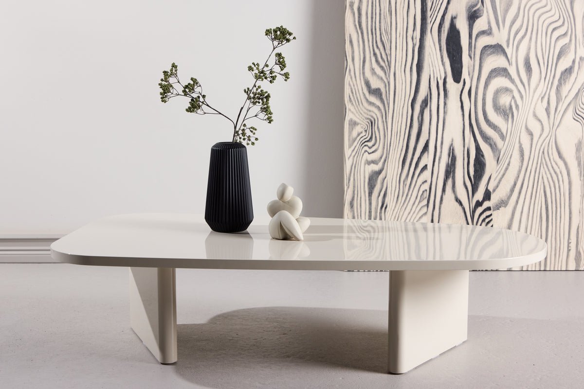 Table basse Evania en Beige - avec surface brillante