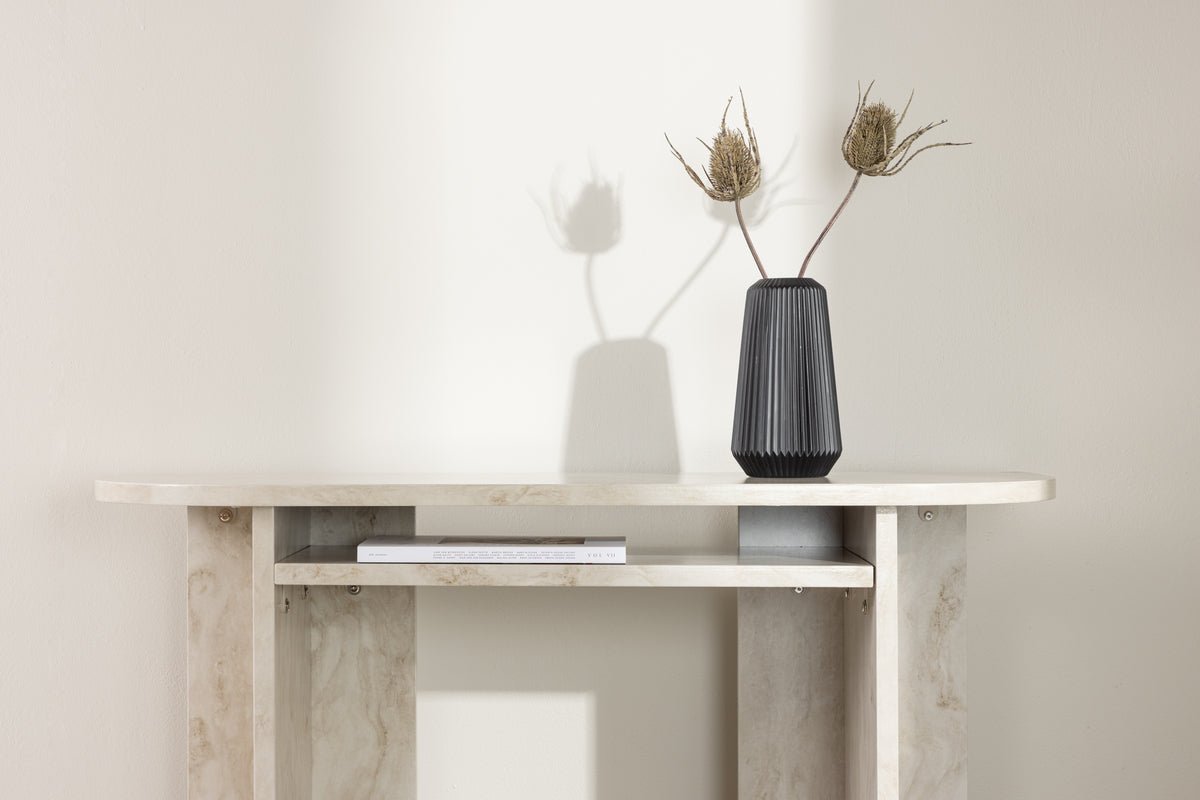 Table d'appoint Linda – en Beige avec effet marbre