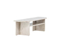 Meuble TV bas design Larenzo - Beige en aspect marbre