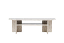 Meuble TV bas design Larenzo - Beige en aspect marbre