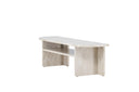 Meuble TV bas design Larenzo - Beige en aspect marbre