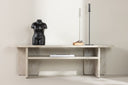 Meuble TV bas design Larenzo - Beige en aspect marbre