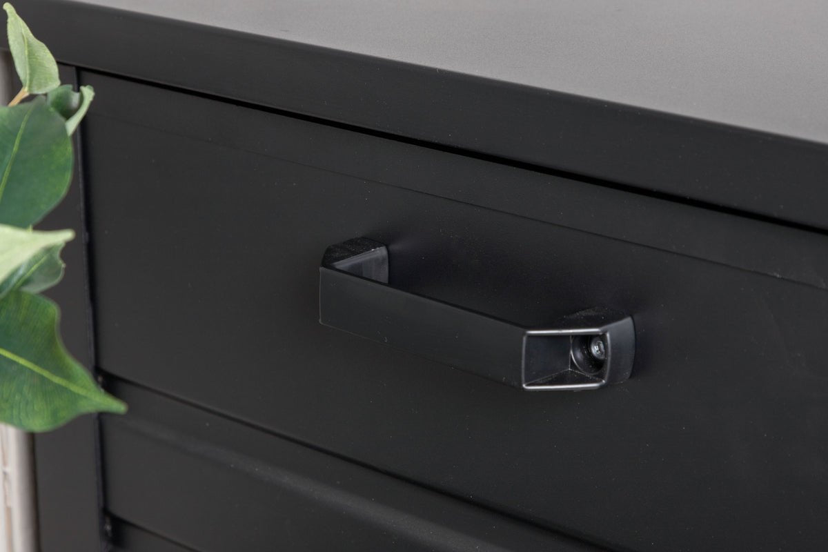 Coffre à coussins de jardin Ludmilla - structure en aluminium noire avec pochette intérieure incluse