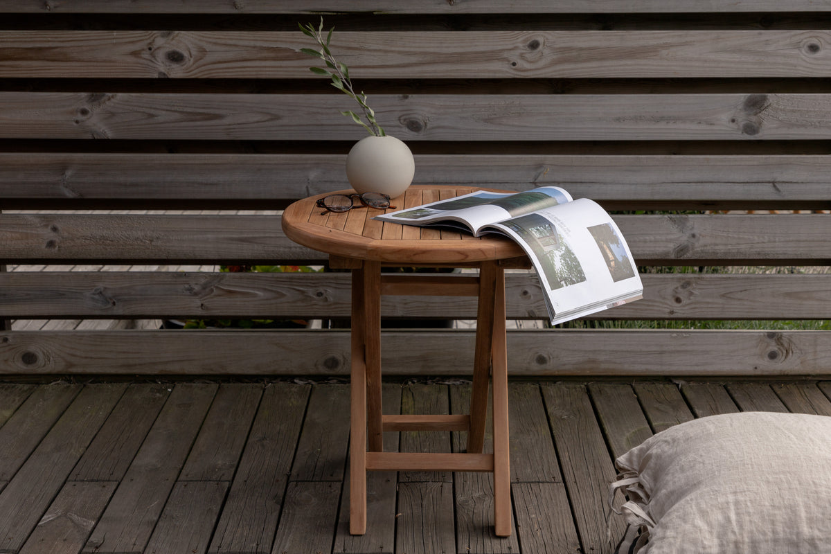 Table basse Hans - Ø50 avec bois de teck aspect naturel