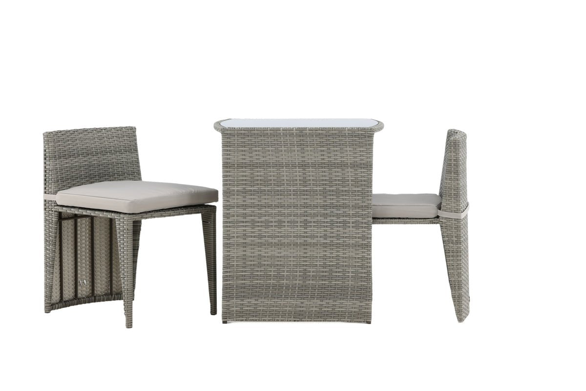 Ensemble balcon Bob - en rotin noir ou gris au choix