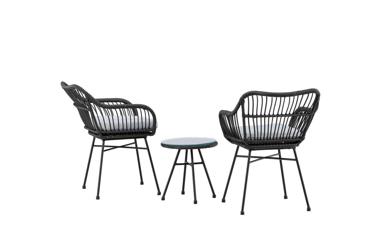 Ensemble de salon de jardin Aora - en rotin naturel noir